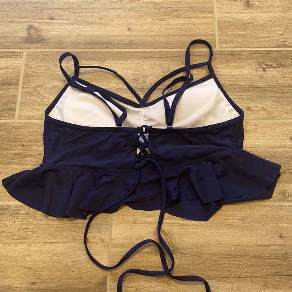 Women’s Flutter Swim Top. Navy Blue. Large - Picture 6 of 8